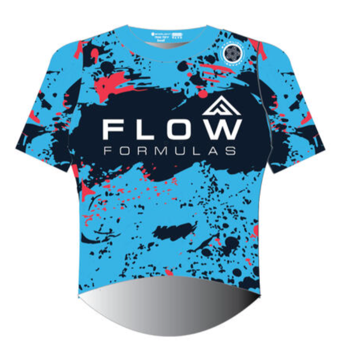 Flow Formulas Short Sleeve Round Collar Trail Tee - Coral/Blue