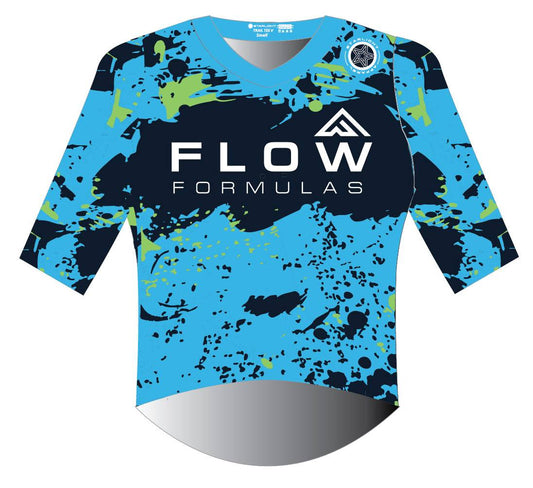 Flow Formulas 3/4 Sleeve XC Trail Tee - Green/Blue